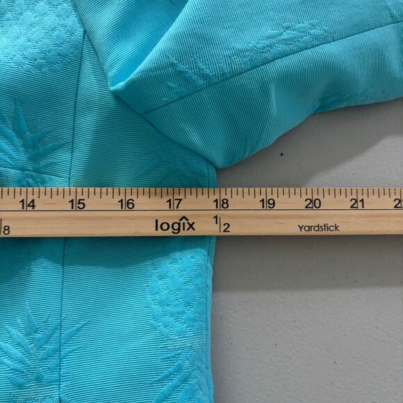 RSVP by Talbots Women's Size 8P Blue Matelasse Embossed Pineapple Blazer Jacket - Picture 5 of 11